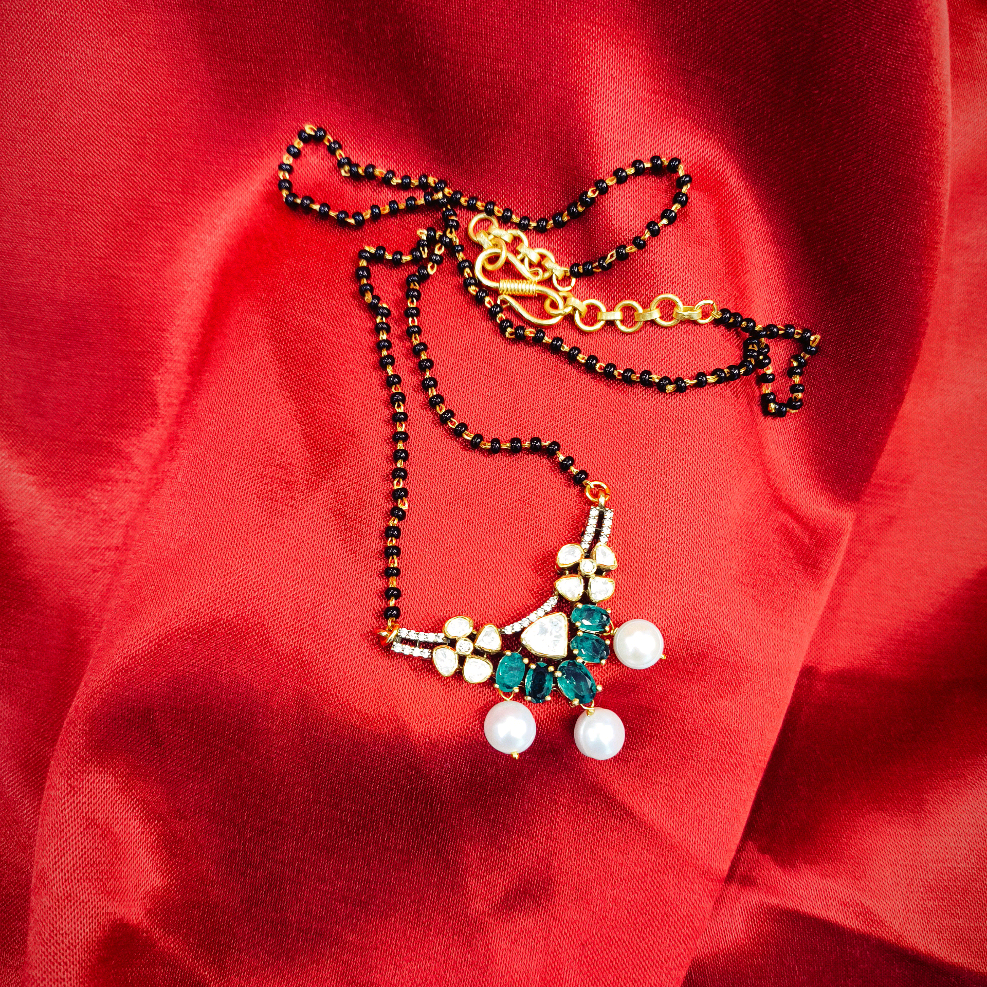 Green Moissanite Mangalsutra 